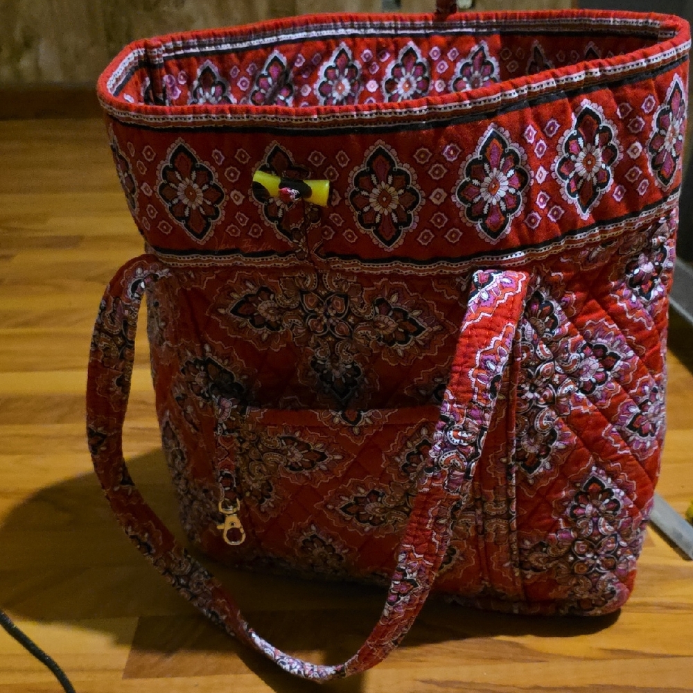Vera Bradley Red Floral Quilted Tote